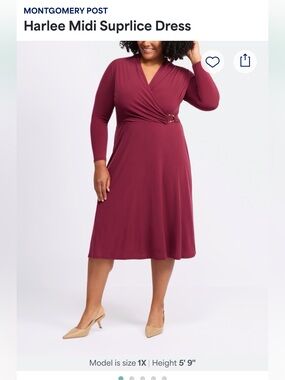 Montgomery Post Hardley Burgundy Midi Dress 2X NWT Stitch Fix